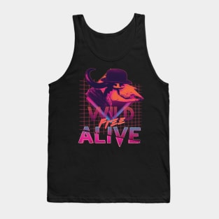 Retro Buffalo Skull In Hat - Wild Free (Not) Alive Tank Top